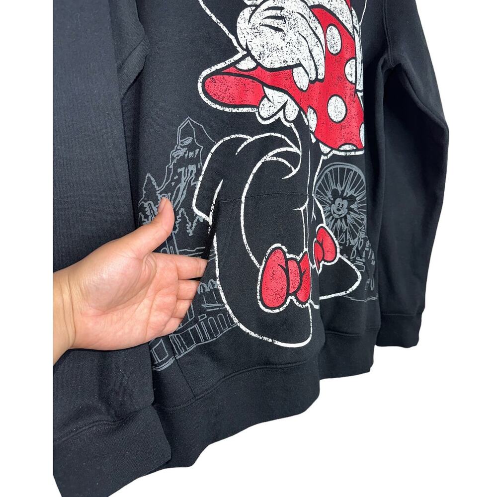Disneyland Disney Parks Minnie Mouse Black Hoodie Sweater with Ears Size Medium - Picture 4 of 8